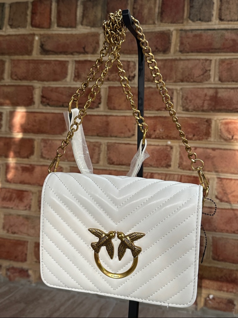 Pinko Chevron Quilted Off White Crossbody Bag NWOT